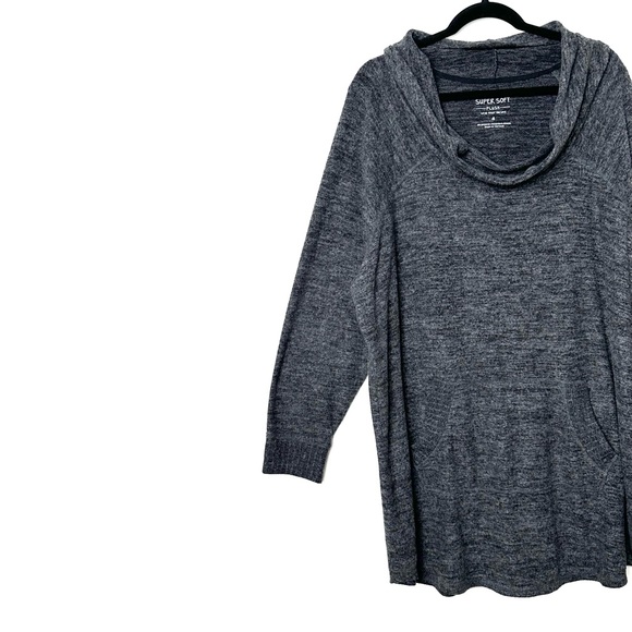 Torrid Charcoal Gray Super Soft Plush Cowl Neck Raglan Tunic Sweatshirt - Picture 7 of 15